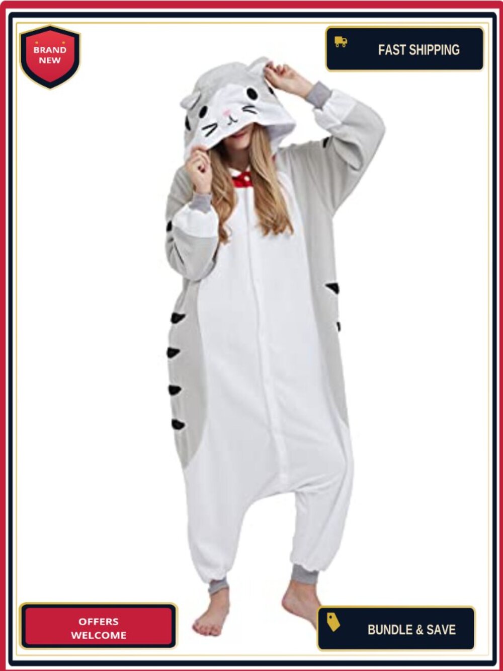 SimZoo Adult Animal Onesie Pajama Polar Fleece Hooded One-Piece